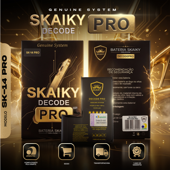 Bateria Skaiky DECODE PRO Compatível Com iPhone 14 PRO Peça Genuína 1 Ano de Garantia Homologada Anatel