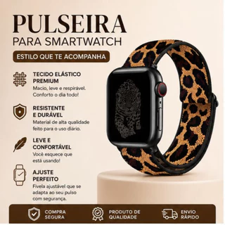 Pulseira de Oncinha Para Smartwatch Elástica Feminina Onça Luxo