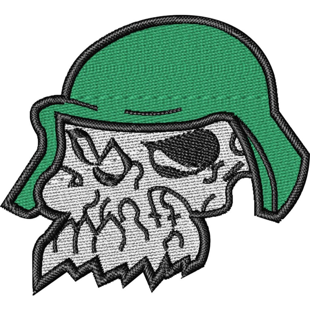 Patch Caveira Capacete Verde - 7,6 cm - Motociclistas Motoclubes e Diversos