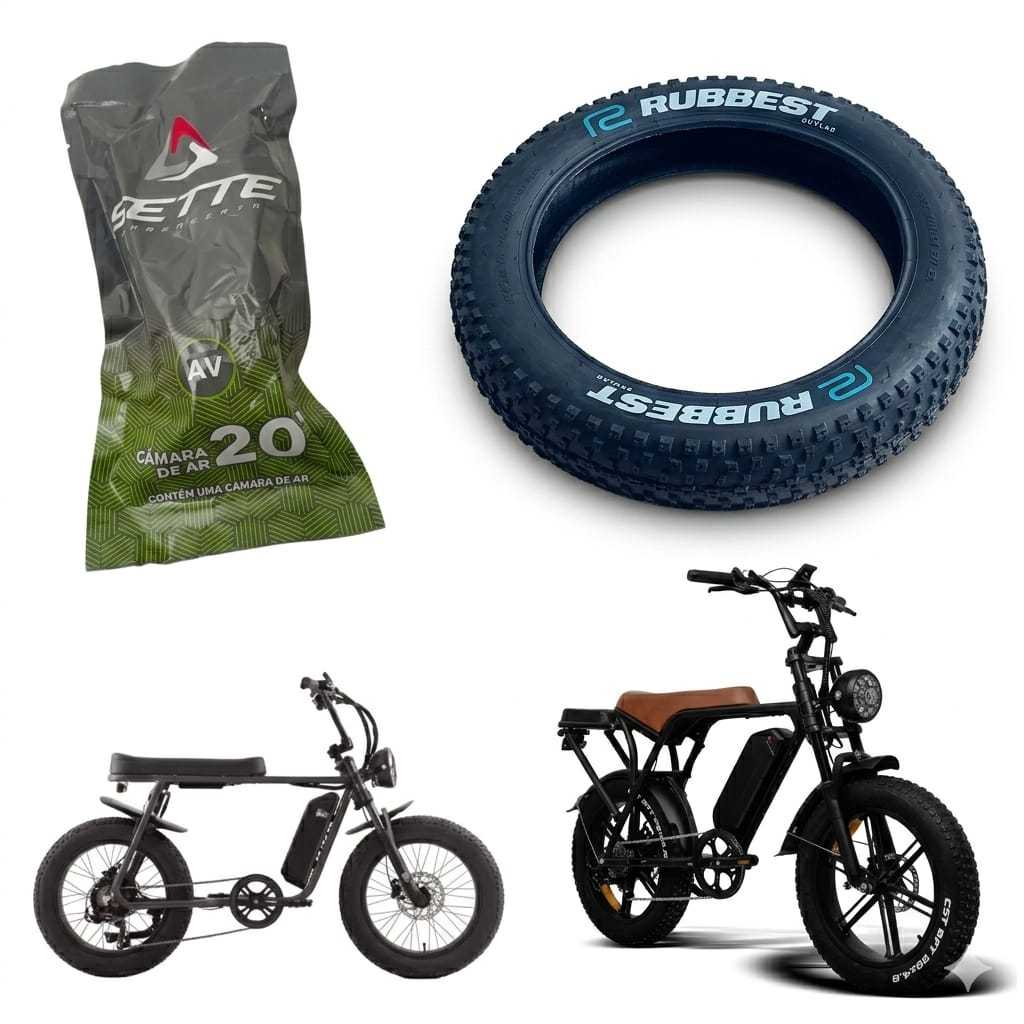 Kit Pneu 20X4.0 Kenda 1 Câmara de Ar 20x4.0 Kenda Bike V8 V8 Pro Inow Street Go s12