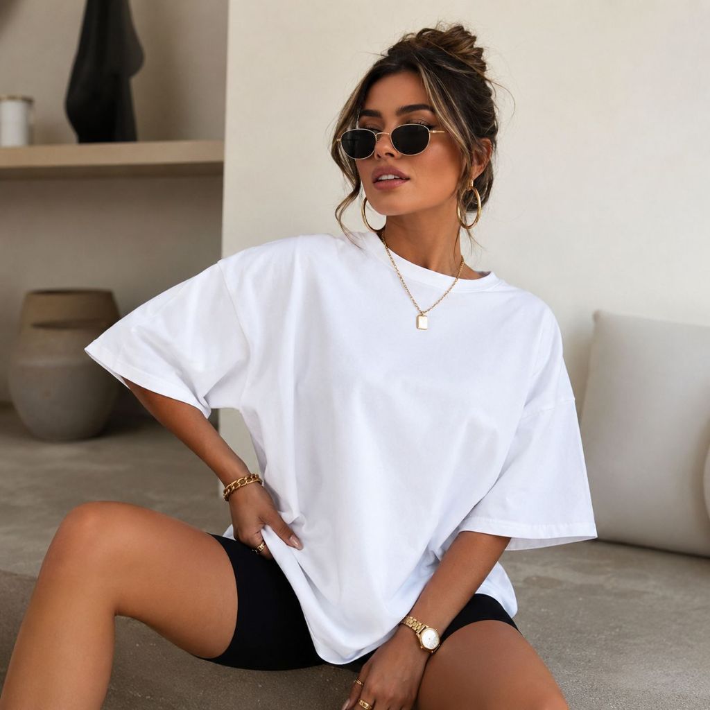 Camiseta Oversized Feminina 100% Algodão Premium Confortável Moda Estilosa Blogueira