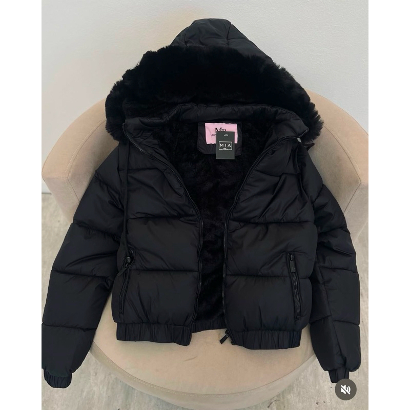Jaqueta Feminina Puffer Forrada Térmica Peluciada Com Touca Removível Estilosa e Quentinha Inverno