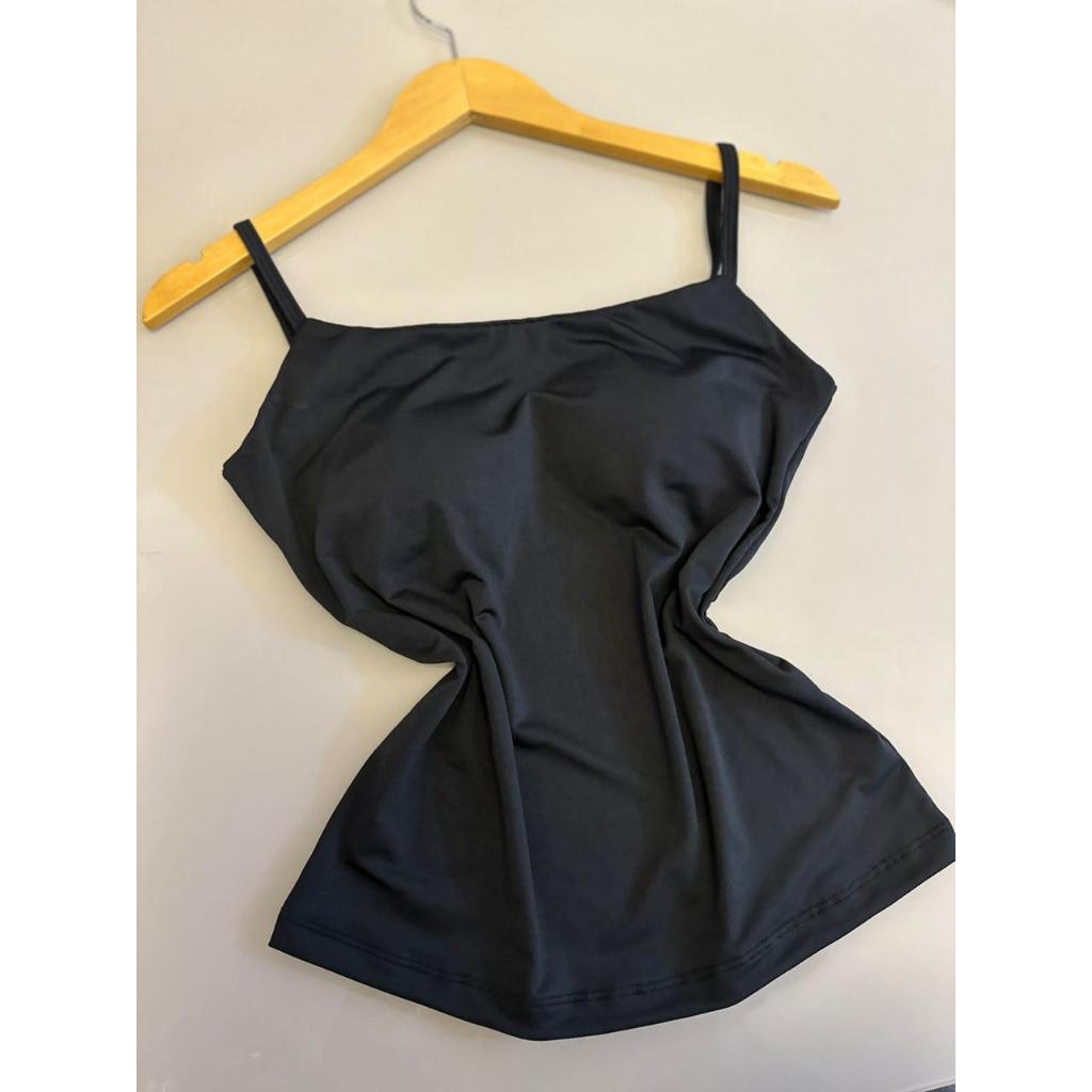 Blusa Regata Feminina Alcinha Fina Suplex Com Forro Baby Lock Blusinha Basica Elegante
