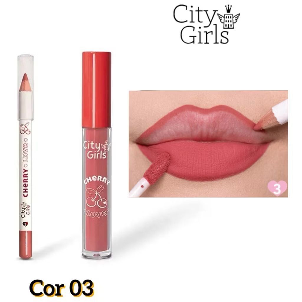 Lip Combo Kit Lápis Labial + Batom Líquido Matte Maquiagem de Longa Duração Alta Pigmentação Acabamento Mate