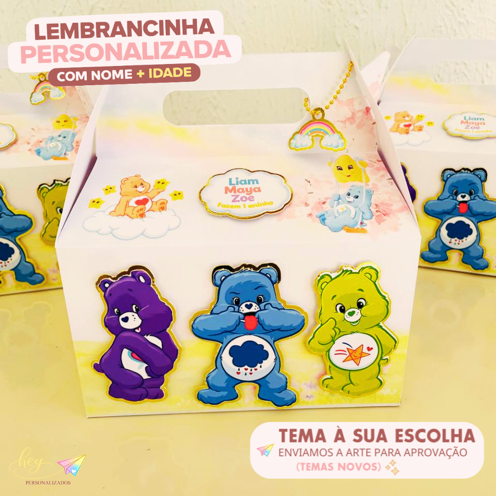 Lembrancinha Ursinhos carinhosos Personalizada | Caixa Maleta |Nome e Idade | Festa Escolar | Aniversário Infantil