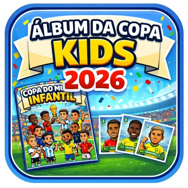 Álbum de Figurinhas Copa  Kids 2026 Seleção Brasileira  Estados Unidos, Canadá  México