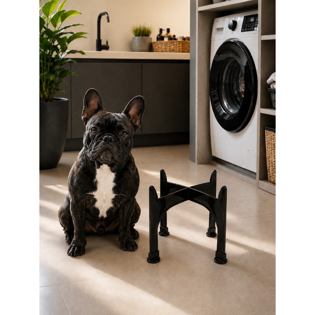 Suporte Elevado M para Comedouro e Bebedouro Cachorro 750ml Preto Confortável, corrige a postura