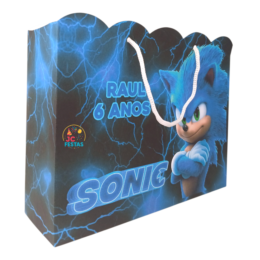 Sonic Jogo Sega  Lembrancinha Sacolinhas G Personalizada para festa aniversario