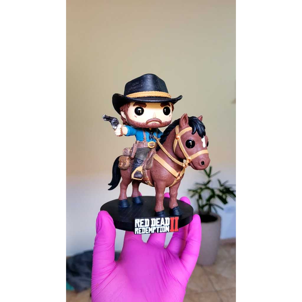 Boneco colecionável inspirado no personagem Arthur Morgan. Peça artesanal produzida em impressão 3D e pintura manual