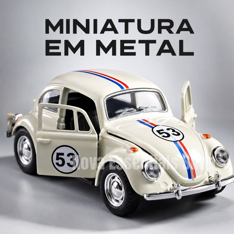 Miniatura Fusca Herbie 53 Metal Colecionável Carrinho Retro Abre Portas