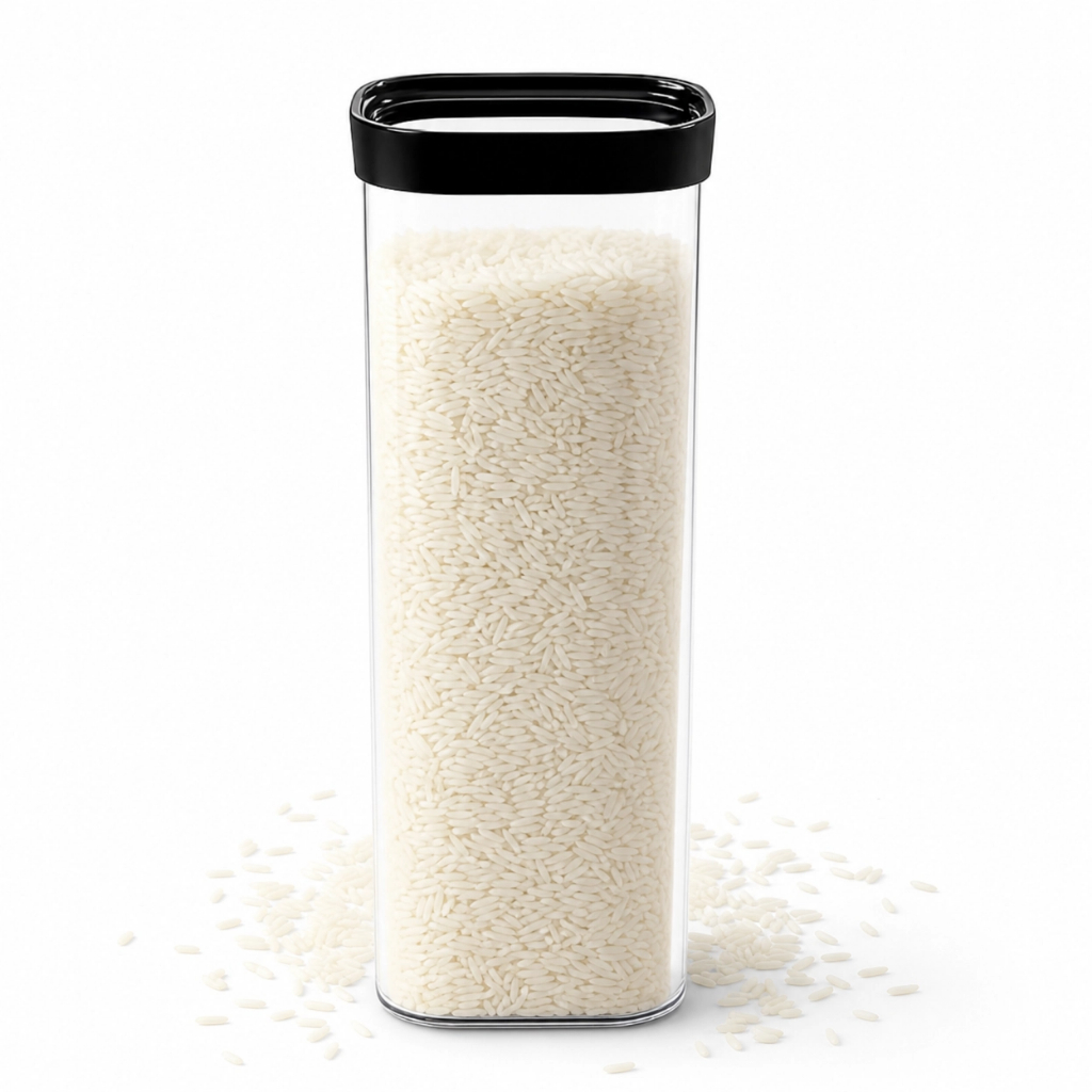 Pote Para Arroz Hermético 2L Acrílico Porta Mantimentos Transparente Organização de Despensa