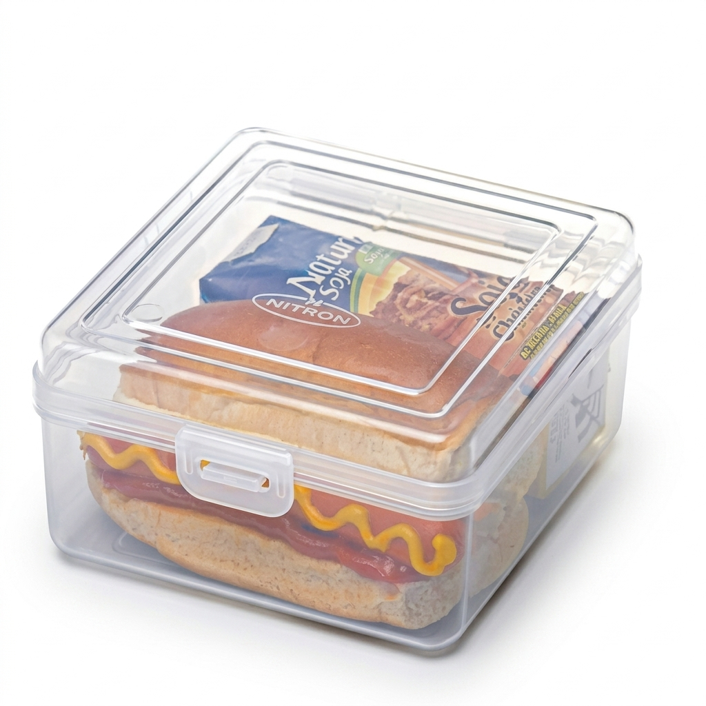 Sanduicheira Pratic 600ml Porta Sanduíche Lancheira Compacta para Lanches Com Trava Nitron