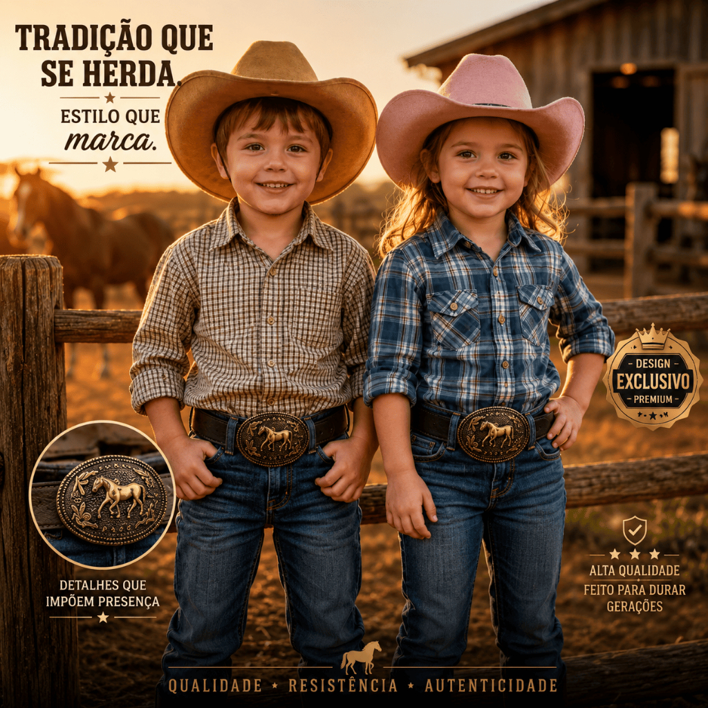 Cinto Fivela Country Infantil Peão Rodeio Festa Junina 🤠 Para Menino e Menina Unissex Ajustável