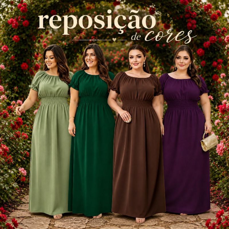 Kitt 2 Vestidos Plus Size Longo Fresquinho Moda Evangélica.