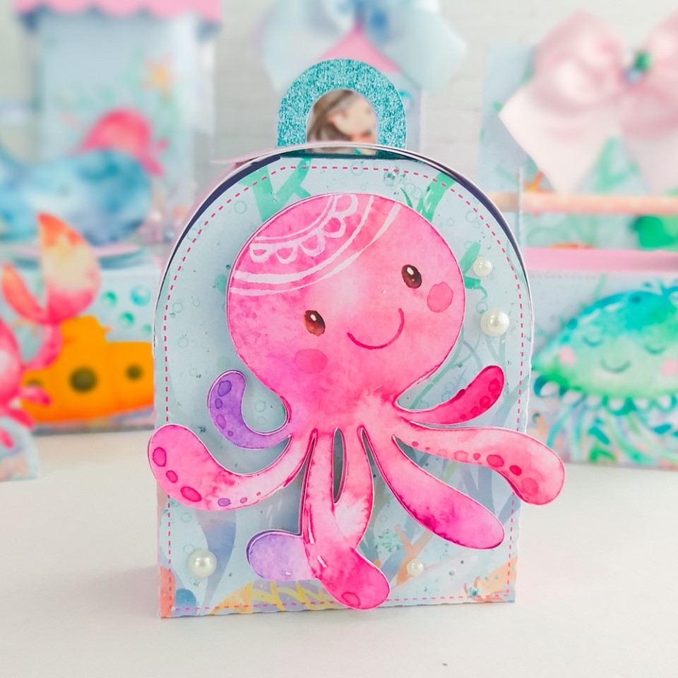 Kit Festa FUNDO DO MAR AQUARELA MENINA 25 unidades | Lembrancinhas Festa Infantil Personalizada | Caixas MONTADAS