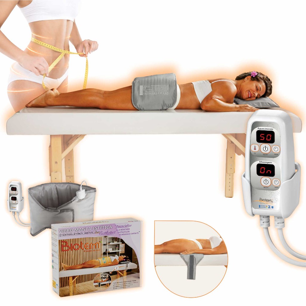 Vibro Manta Térmica Estetica ABDOMINAL Massageadora DIGITAL Bivolt Bio term