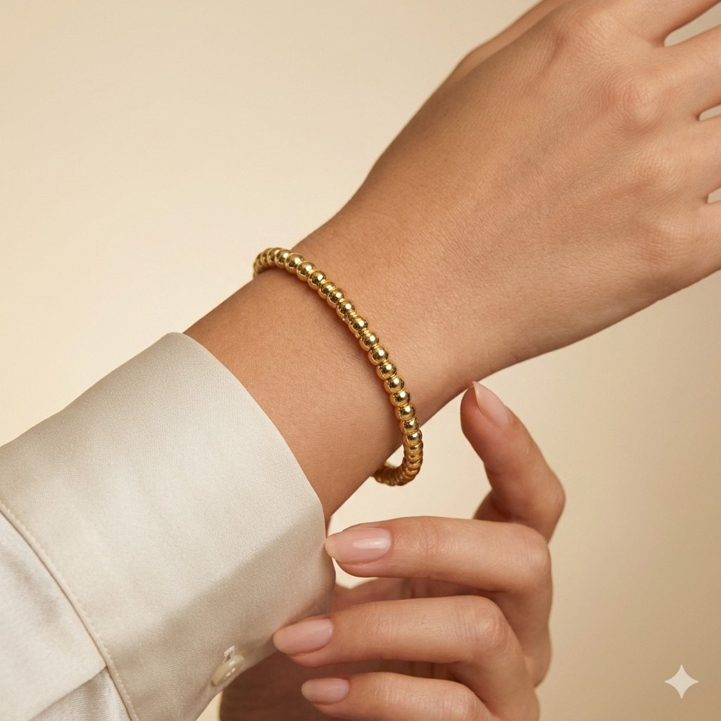Pulseira Bracelete Bolinhas Feminino Aço Antialérgico Não Escurece + Brinco de Brinde ENVIO IMEDIATO