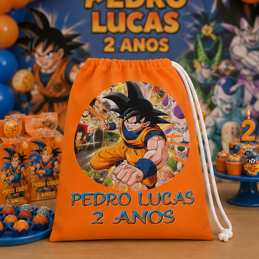 Kit Mochilinha Sacolinha Mochila Saco Sacochila Saquinho Lembrancinha Brinde Aniversario Personalizadas Dragon Ball