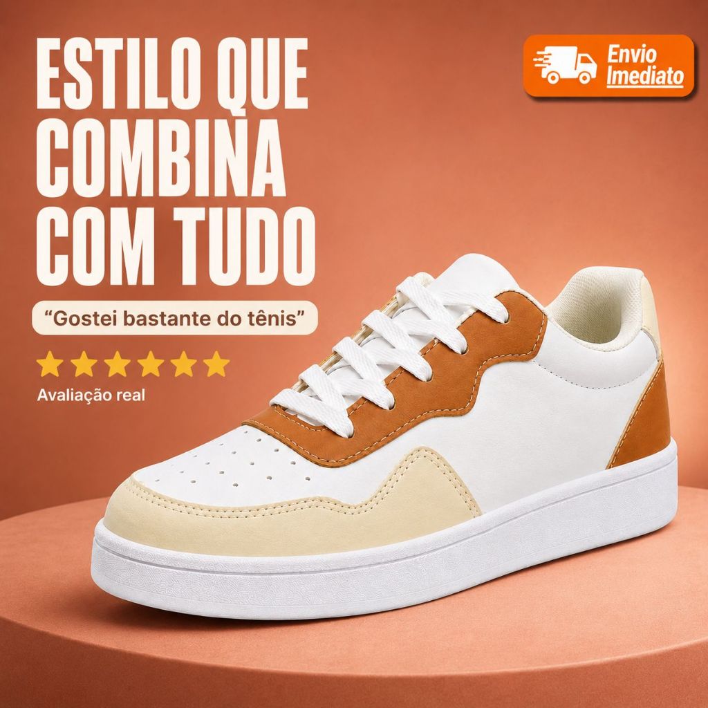 Tênis Air Feminino Branco Marrom Panda Confortável Moda Casual Plataforma Premium