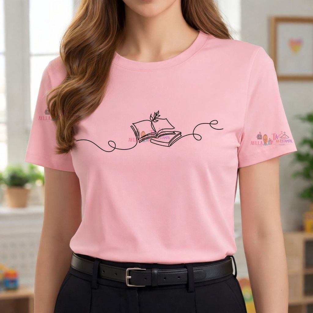 Tshirt COLORIDA Blusa feminina PROFISSÃO, PROFESSORA LIVRO LINHA, EDUCAÇÃO, SERVIÇO GERAIS, INCLUSÃO ,PLUS SIZE