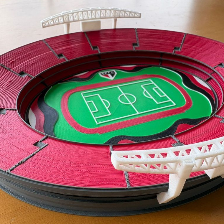 Miniatura Estádio Morumbi São Paulo FC 23cm Time Futebol Detalhado Decoração Presente Tricolor Futebol Copa Fifa