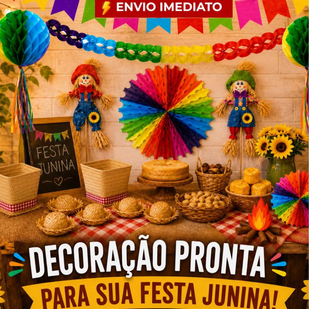 Kit 14 Enfeites Decoração Festa Junina Para Pendurar e Decorar Mesa Arraial São João Quadrilha