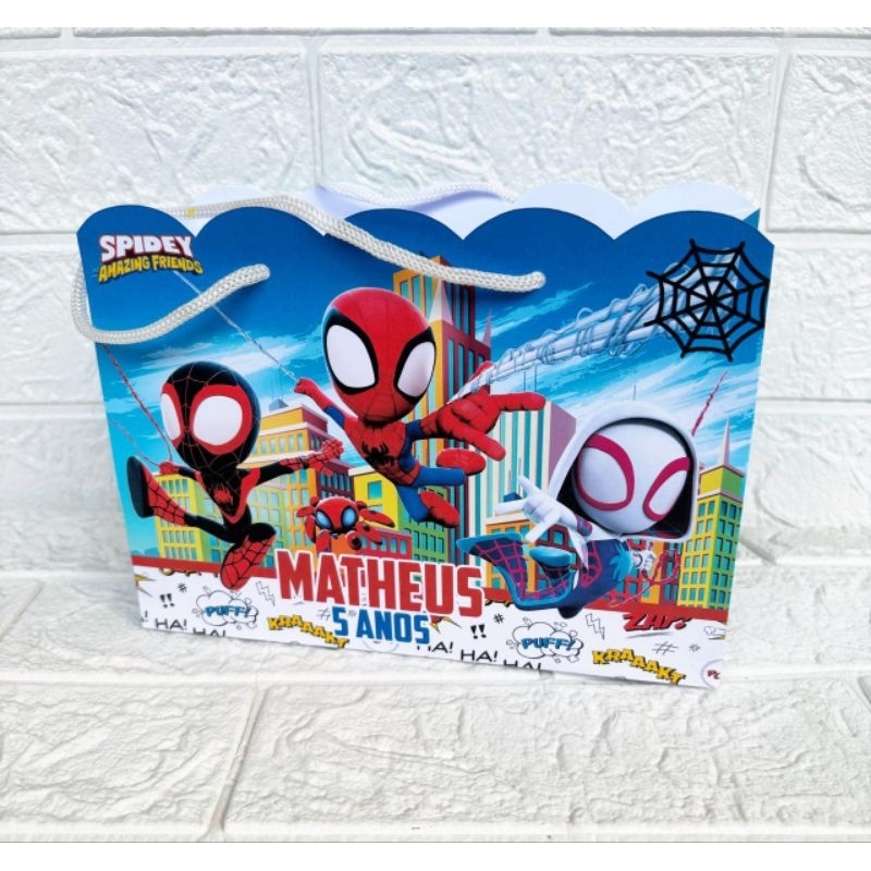 Sacolinha Personalizada Spidey e seus amigos/ lembrancinhas/ festa infantil