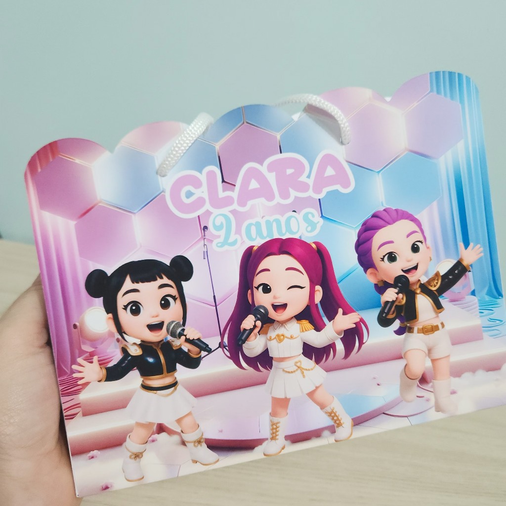 Sacolinha Personalizada Guerreiras do K-Pop | P egue e Monte | Lembrancinha Festa Infantil | sacola