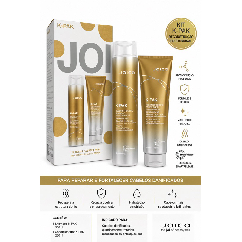 Kit Joico K-PAK Reconstructor Shampoo 300ml + Conditioner 250ml Original