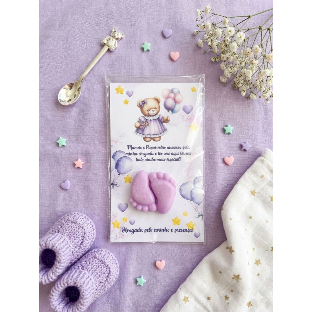 Kit Lembrancinha de Sabonete Chá de Bebê – Pezinhos Perfumados Personalizados