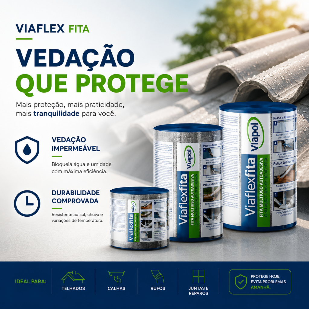 Fita Asfáltica Fita Autoadesiva Tapa Goteira Fita Alumínio 10 METROS Fita de Tel