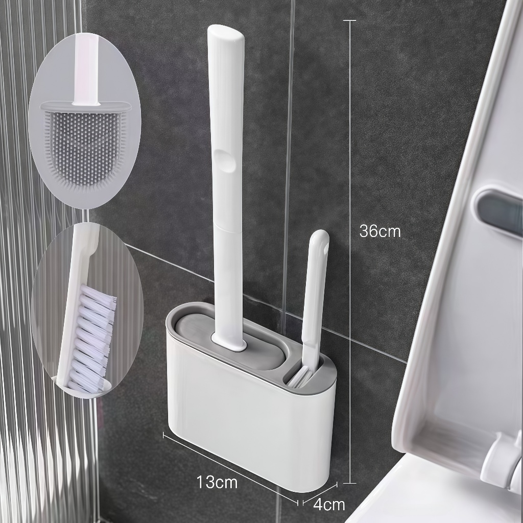 2 em 1 Escova de Silicone para Vaso Sanitário - Base de Banheiro Privada, Alta Eficiênci  | Envio Imediato