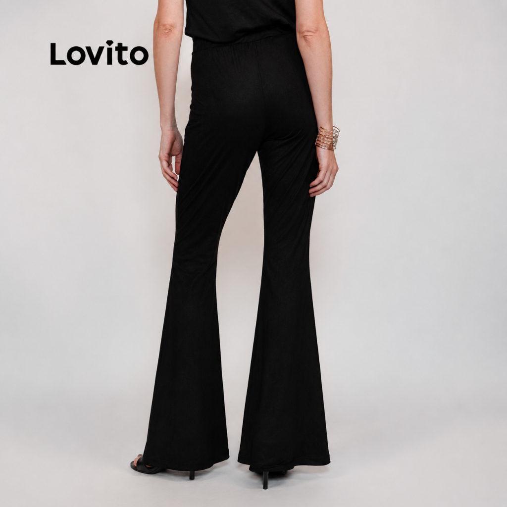 Lovito Calça Flare Inverno Suede Moda Feminina BRPTB18531883 · foto 2