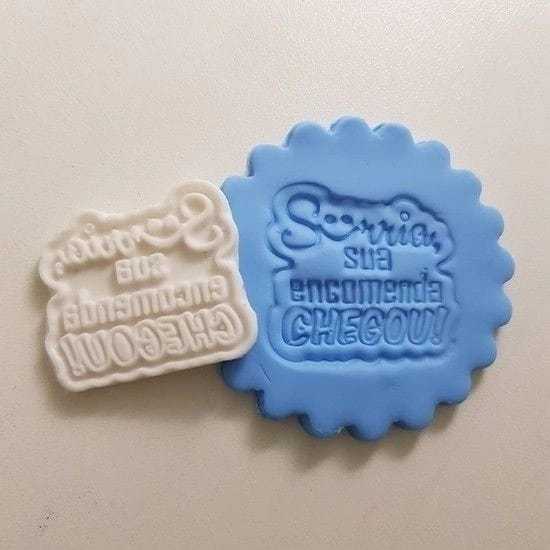 Molde de silicone Textura Sua Encomenda Chegou cód 425 - Perfeito pra colocar em tag para entregar aos clientes