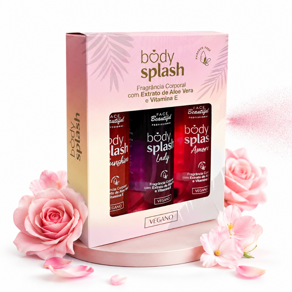 Kit 3 Body Splash Corporal Feminino Com Fragâncias Variadas Longa Duração Face Beautiful 100ml