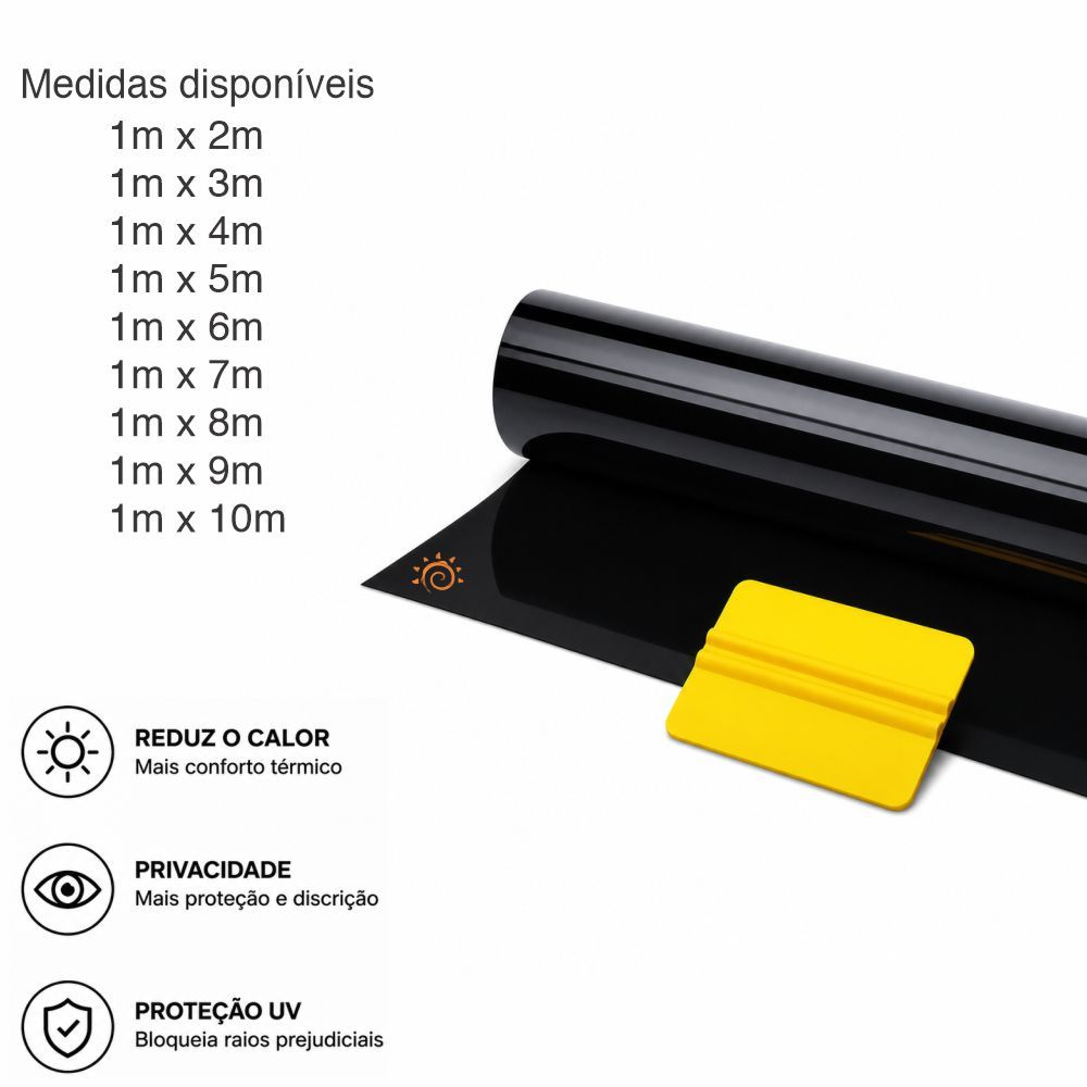 Insulfilm Nano Carbono 1m Película Fumê Grafite G5 G20 G35 Automotivo Residencial Privacidade Redução de Calor
