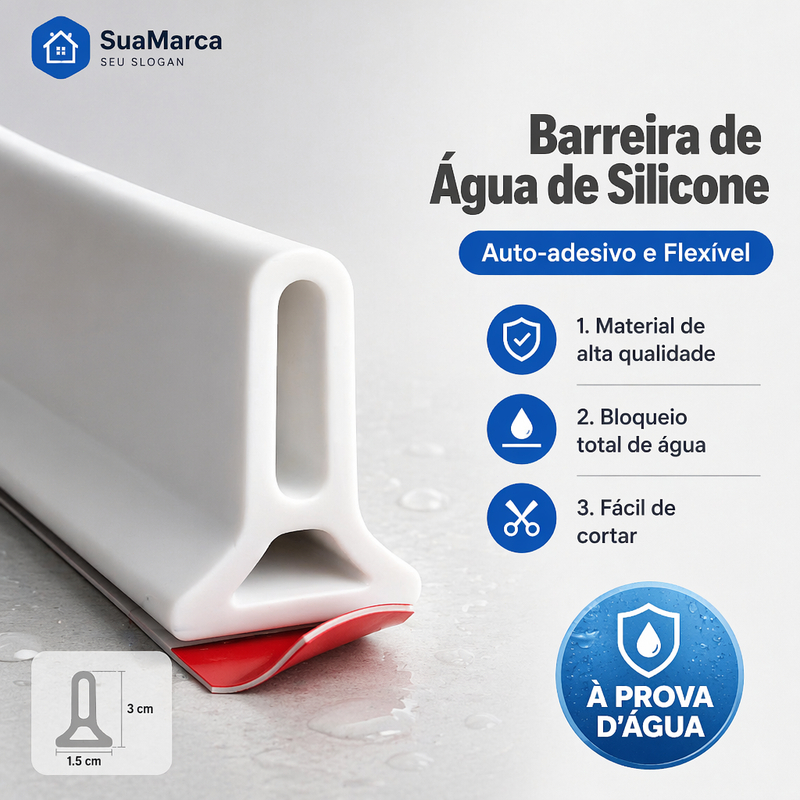 2m Fita Barreira Impermeável Retenção Água Adesiva Flexivel Banheiro Lavanderia Inferior Port