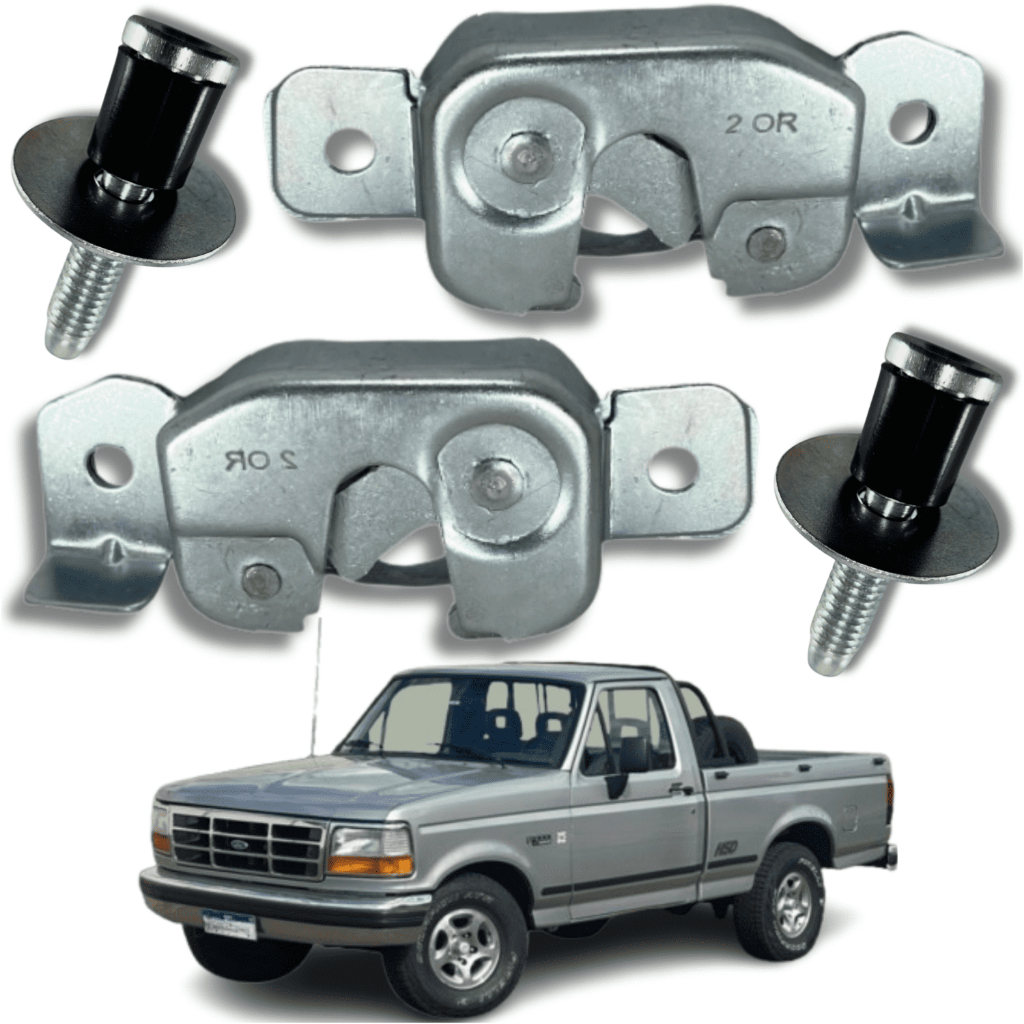 Jogo Par Fechadura Trava Fecho + Batente Pino Da Tampa Traseira Caçamba Ld Le Ford F1000 1993 1994 1995 1995 1996 1997