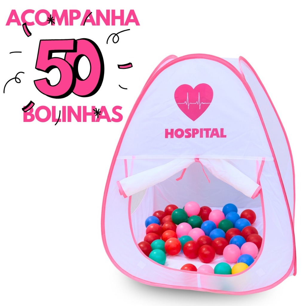 Barraca Toca Cabana Hospital Infantil Casinha Boneca Menina Com Bolinha Brinquedo Presente Quintal