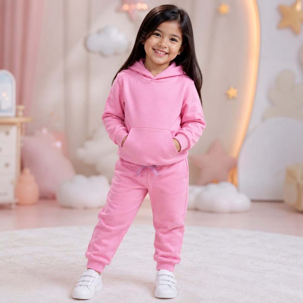 Conjunto Infantil Moletom Menina Calça Punho Blusa Capuz Inverno Peluciado Quentinho Escola 4 ao 14