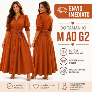 Vestido Chemise Feminino M ao G2 – Estilo Camisão, Moda Evangélica