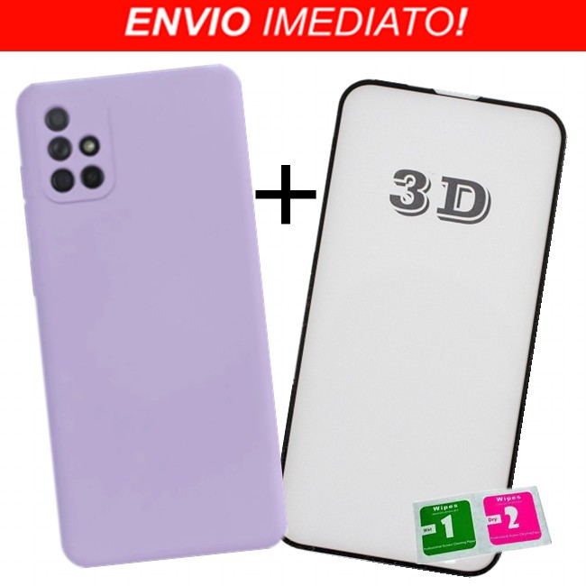 Pelicula Vidro 3D Samsung  A05/A05S/A14/A15/A24/A25/A34/A35/A54/A55 + Capa Aveludada Colorida Capinha