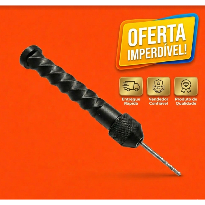 Furador Ração Pesca Isca Encaixe Anzol Mandril Manual Broca