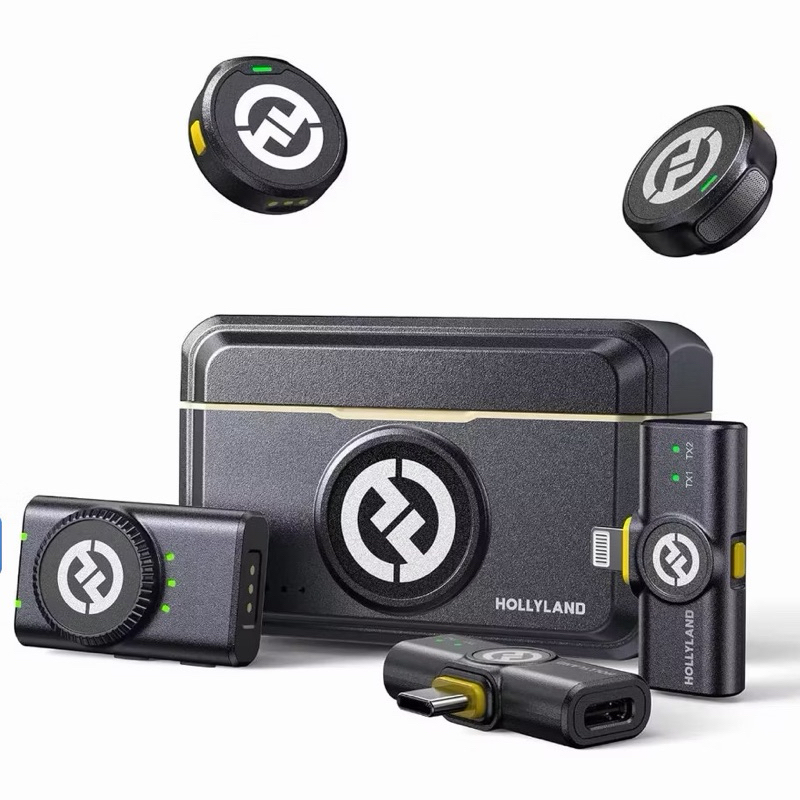 Hollyland Microfone Lapela Lark M2 Combo, conexão Lightning e tipo C, com caixinha para carregar.