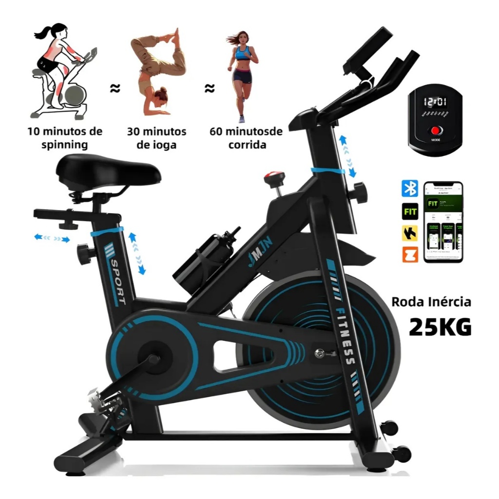 Bicicleta Ergométrica Spinning Profissional 25kg Exercise Bike with Inertia Wheel for Professional Fitness Ergometrica A