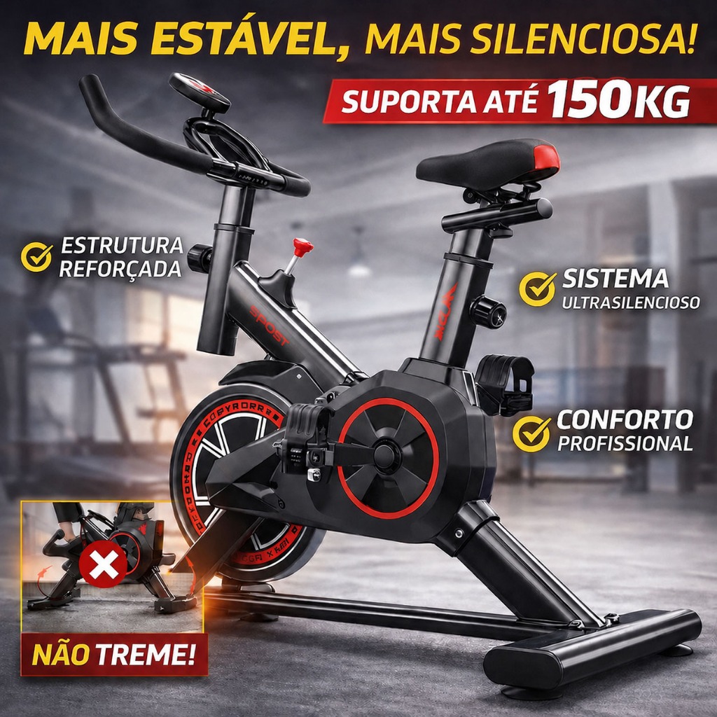 Spinning Bicicleta Ergométrica Profissional para Casa Academia Fitness com Monitor Digital Suporta até 150kg