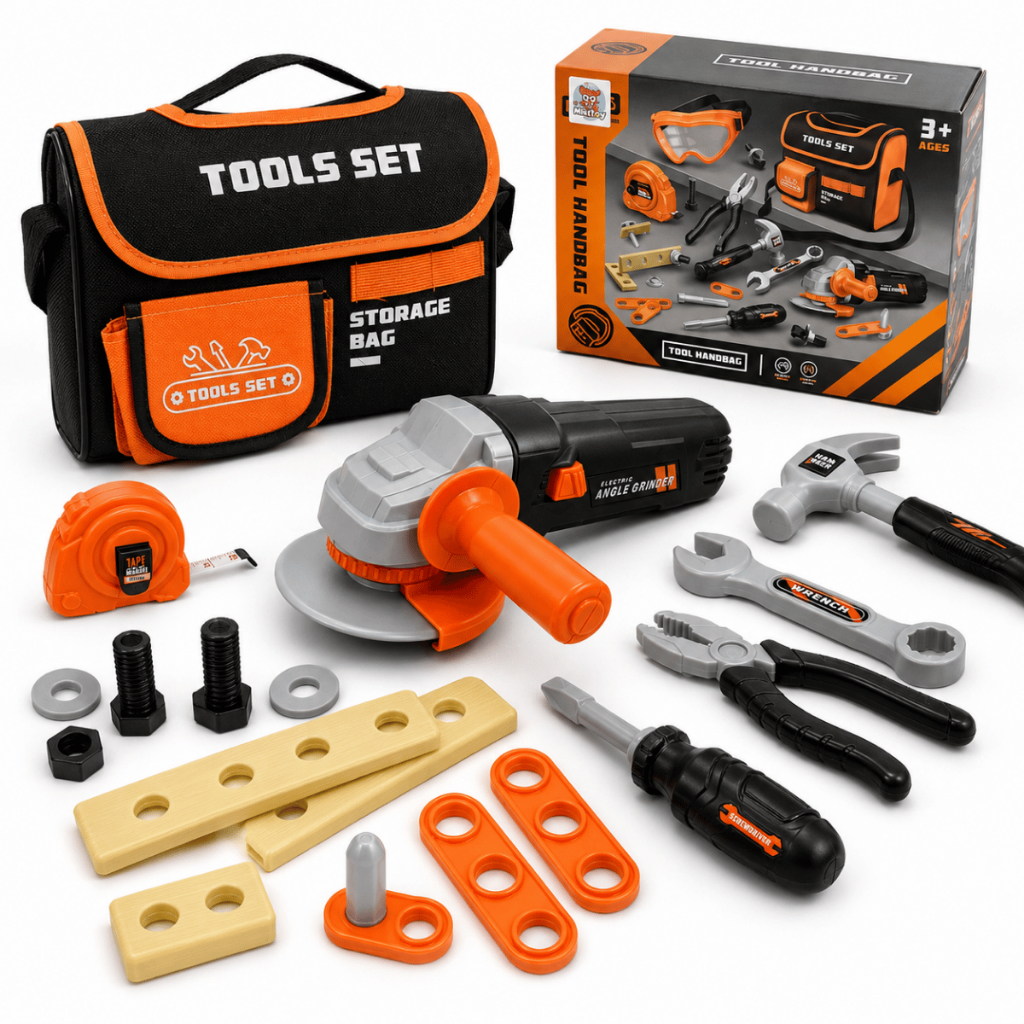 Kit Ferramentas Infantil Com Bolsa Organizadora Acessórios Criança Alicate Brinquedo