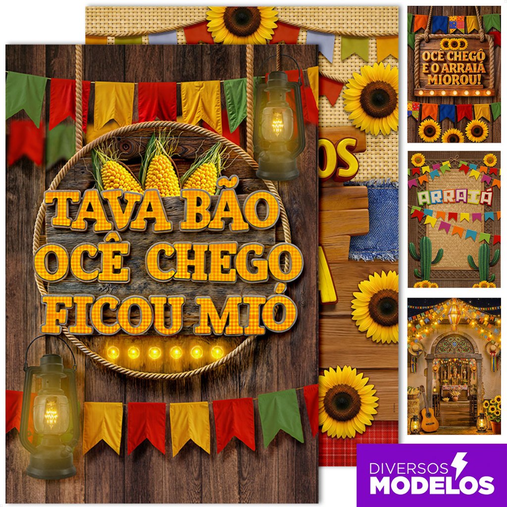 Painel Festa Junina Retangular Decoração Arraiá São João Vertical Sublimado Teci