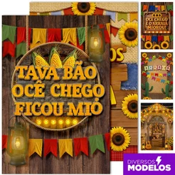 Painel Festa Junina Retangular Decoração Arraiá São João Vertical Sublimado Tecido 1,50x2,20m