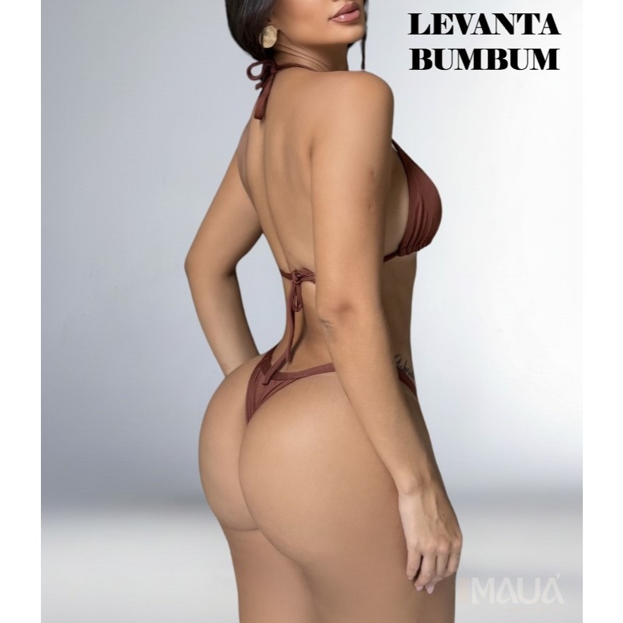 Biquíni Feminino Fita Levanta Bumbum Cintura Alta Sem Bojo Regulável Moda Praia